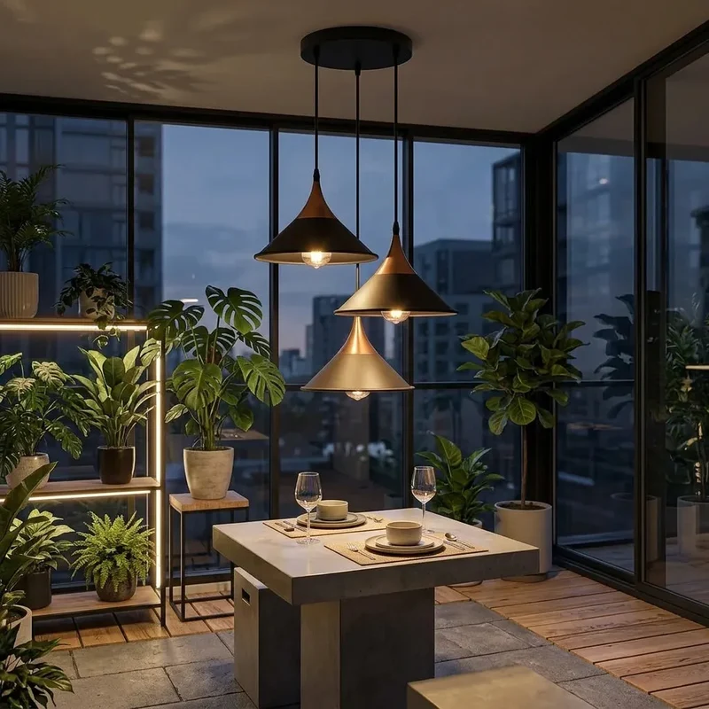 Moderne 3-flammig Industrie Pendelleuchte | E27 Kegel Cluster Lampe Esstisch ~4171