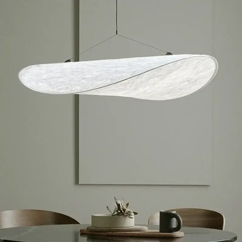Nordischer handgefertigter LED-Deckenleuchter aus Seide im Wabi-Sabi-Stil