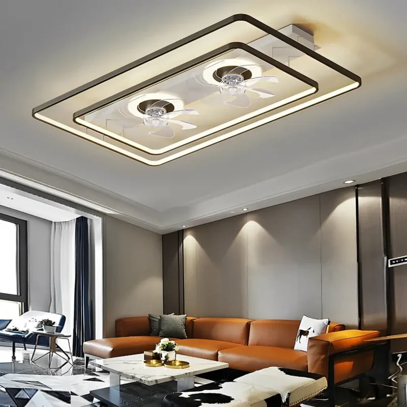 Nordische flügellose LED-Deckenleuchte mit Doppelventilator
